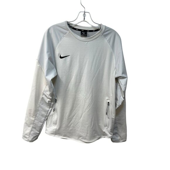 Nike Hybrid BP Crew Sweatshirt Women’s Size Small White Thermal Zip Pockets - Picture 1 of 10